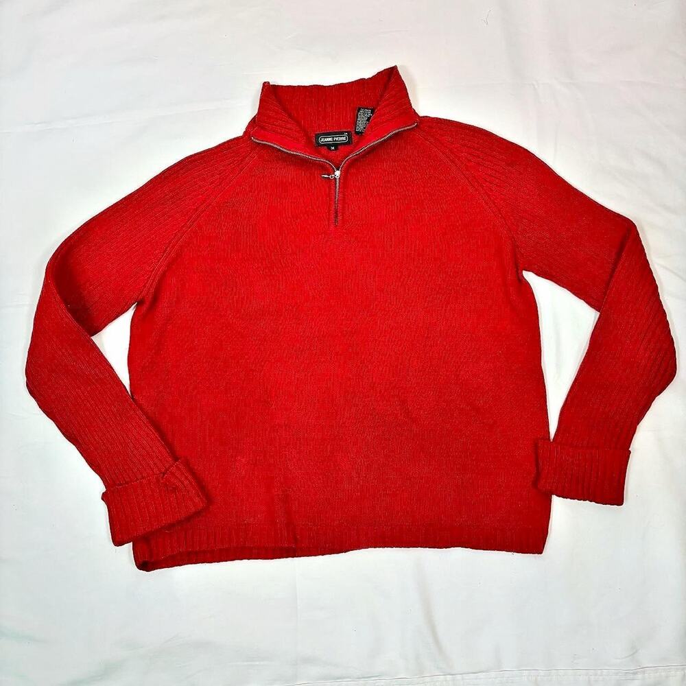 Red quarter zip sweater